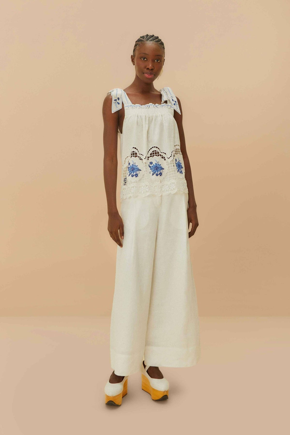 Off-White Euroflax™ Premium Linen High Waisted Pants | FARM Rio Online