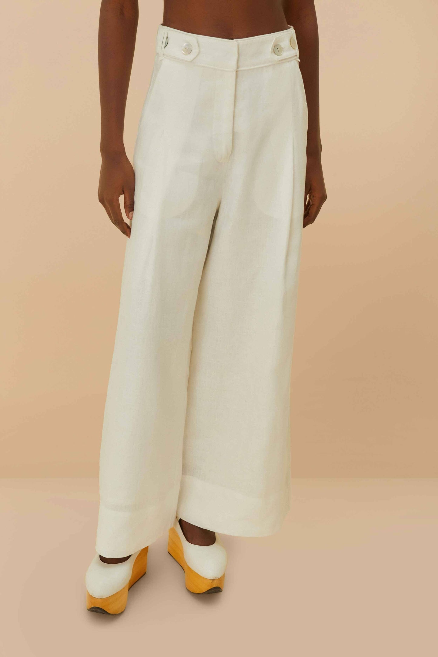 Off-White Euroflax™ Premium Linen High Waisted Pants | FARM Rio Online