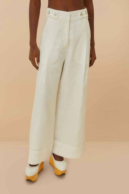 Off-White Euroflax™ Premium Linen High Waisted Pants | FARM Rio Online