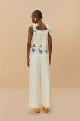 Off-White Euroflax™ Premium Linen High Waisted Pants | FARM Rio Online