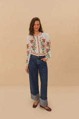 Denim Low Waist Wide Pants | FARM Rio Discount