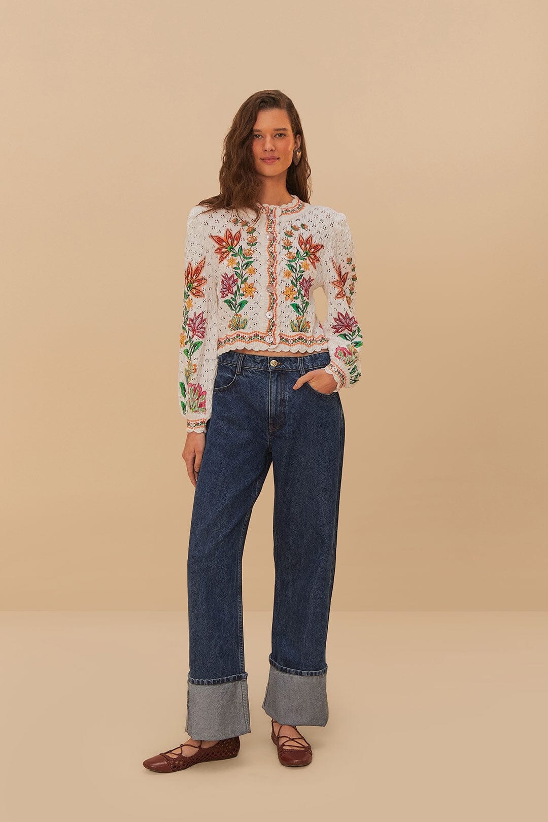 Denim Low Waist Wide Pants | FARM Rio Discount