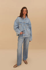 Denim Embroidered Bows Pants | FARM Rio US