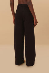 Black Twill Belted Wide Pants | FARM Rio On Sale
