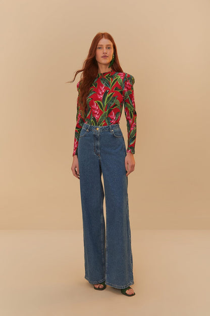 Denim High Waist Pants | FARM Rio US
