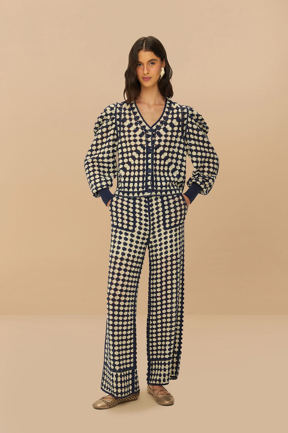 Blue & White Crochet Pants | FARM Rio Near Me