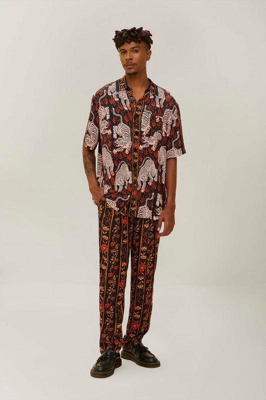 Brown Jungle Stripes LENZING™ ECOVERO™ Viscose Pants | FARM Rio Outlet