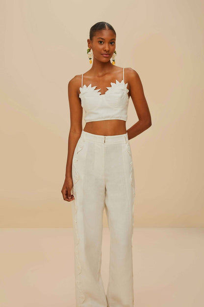 Off-White High Waisted Euroflax™ Premium Linen Pants | FARM Rio For Sale