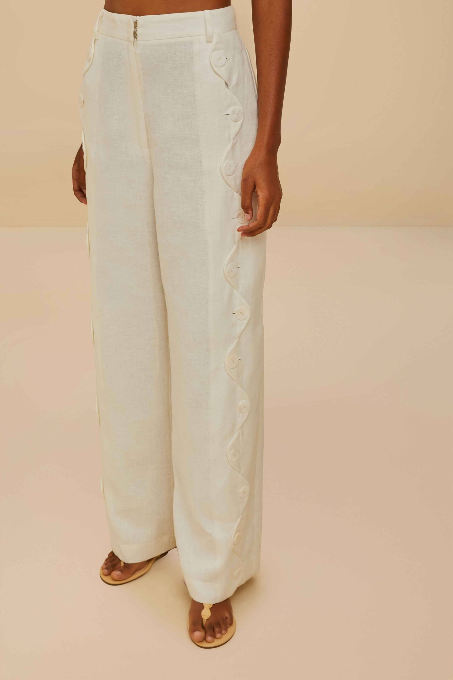 Off-White High Waisted Euroflax™ Premium Linen Pants | FARM Rio For Sale