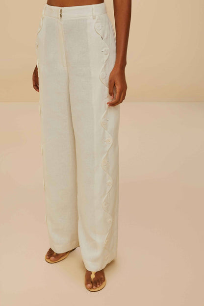 Off-White High Waisted Euroflax™ Premium Linen Pants | FARM Rio For Sale