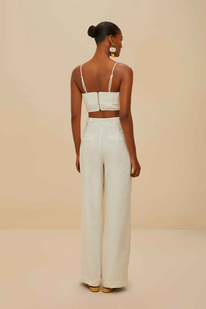 Off-White High Waisted Euroflax™ Premium Linen Pants | FARM Rio For Sale