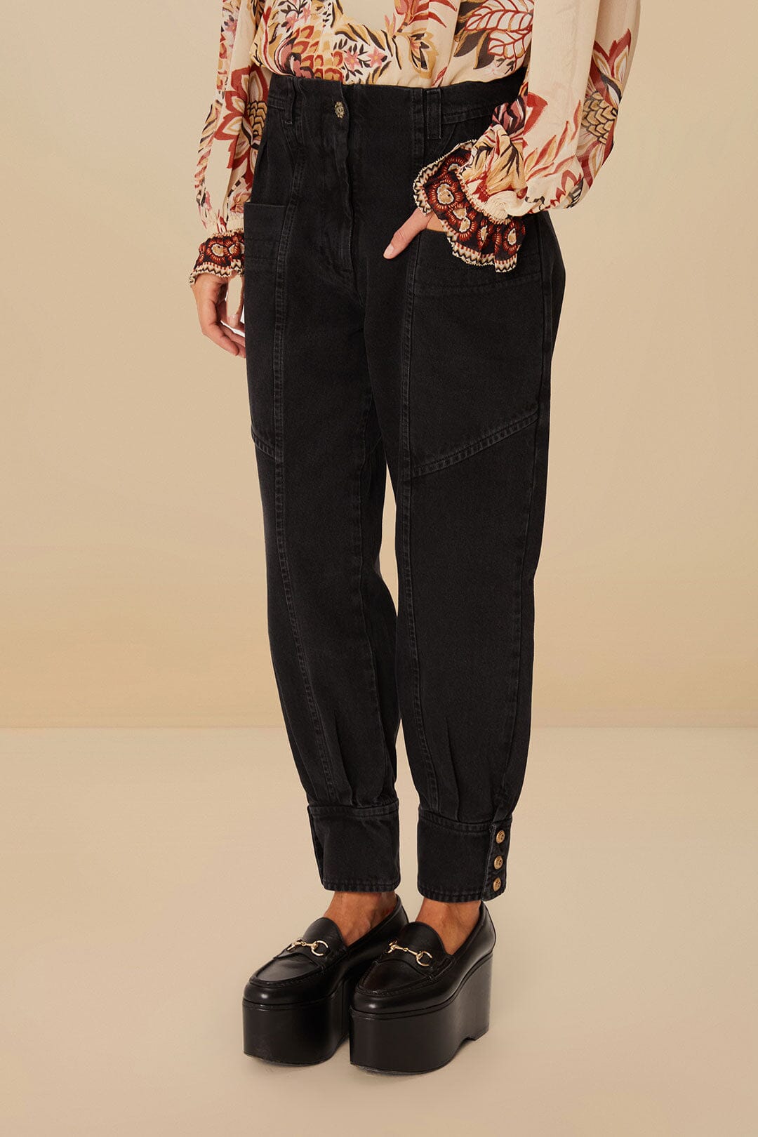 Black Denim Pants | FARM Rio On Sale