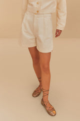 Off-White Twill Laser Pleated Shorts | FARM Rio Online