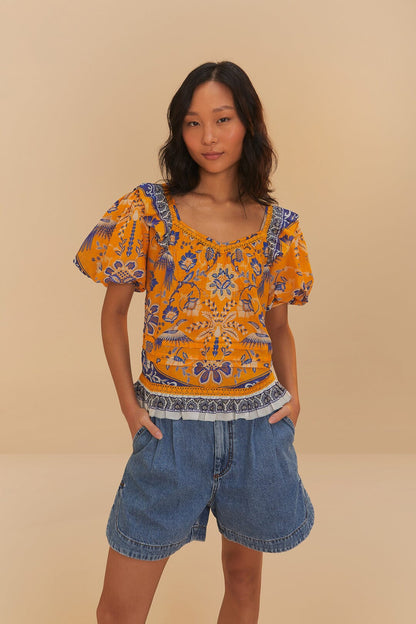 Denim Pleated Shorts | FARM Rio Online