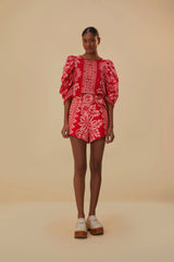 Flora Tapestry Red Shorts | FARM Rio US