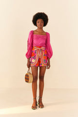 Pink Flower Tapestry Shorts | FARM Rio US