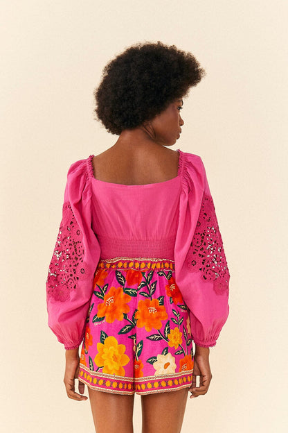 Pink Flower Tapestry Shorts | FARM Rio US