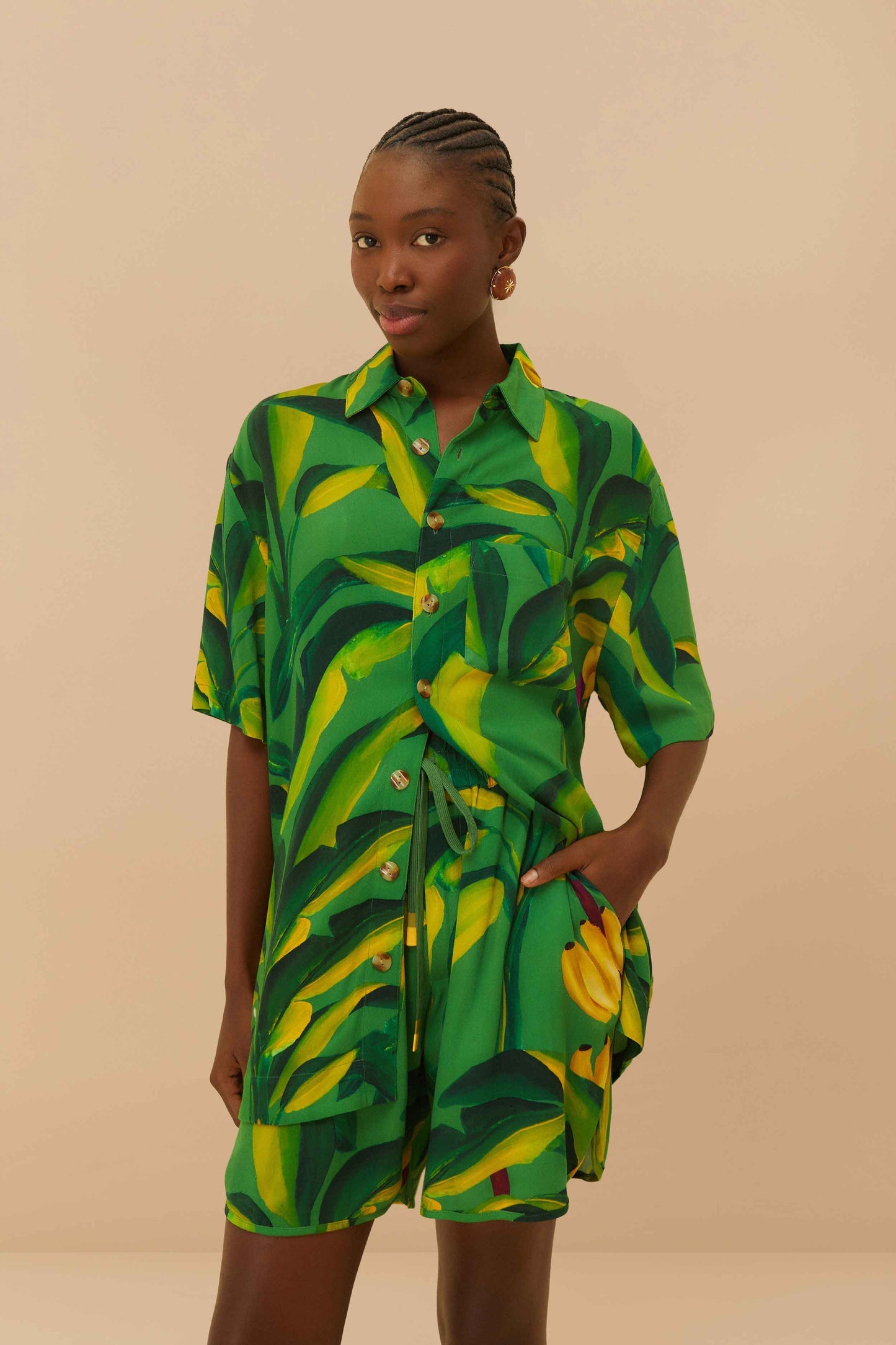 Green Banana Aquarela LENZING™ ECOVERO™ Viscose Shorts | FARM Rio Outlet