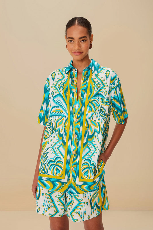 Sand Tropical Tapestry LENZING™ ECOVERO™ Euroflax™ Shorts | FARM Rio Online