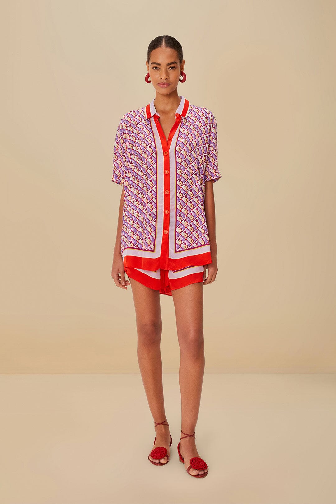 Multicolor Graphic Pineapple Scarf Shorts | FARM Rio Discount