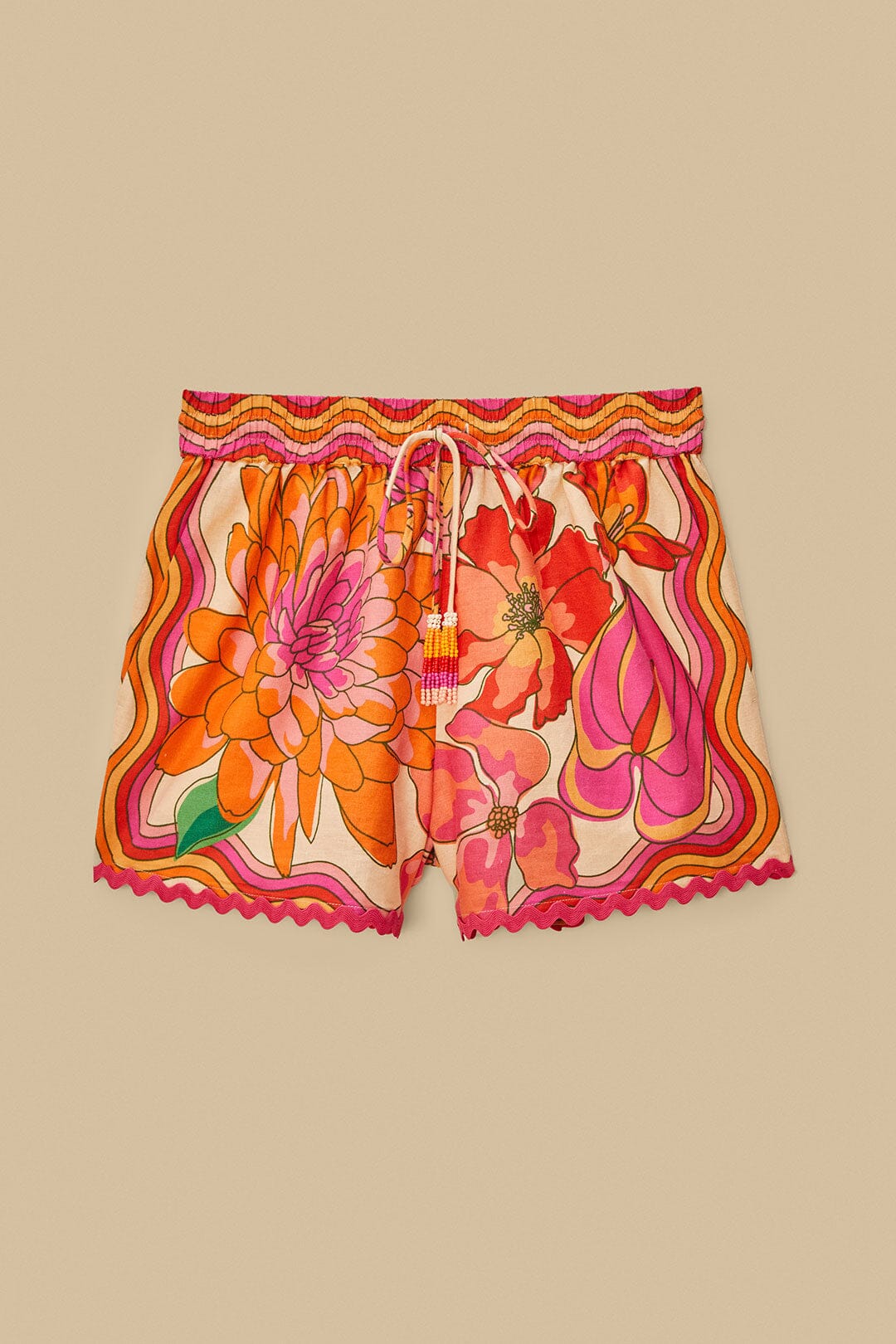 Beige Spring Affair LENZING™ ECOVERO™ Euroflax™ Shorts | FARM Rio Outlet