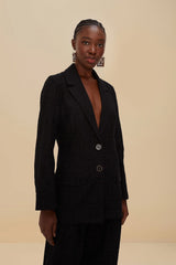 Black Eyelet Blazer | FARM Rio US