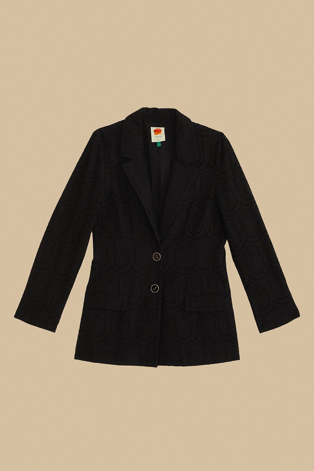 Black Eyelet Blazer | FARM Rio US