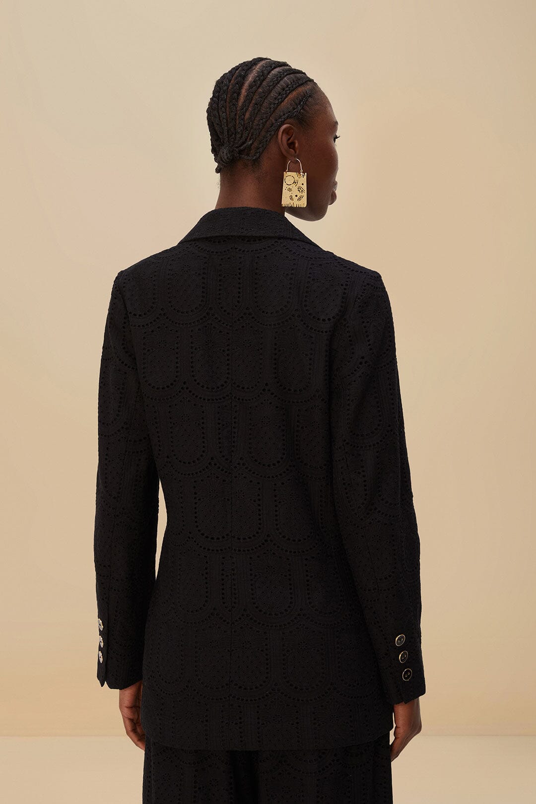 Black Eyelet Blazer | FARM Rio US