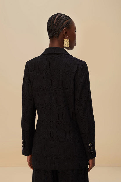 Black Eyelet Blazer | FARM Rio US