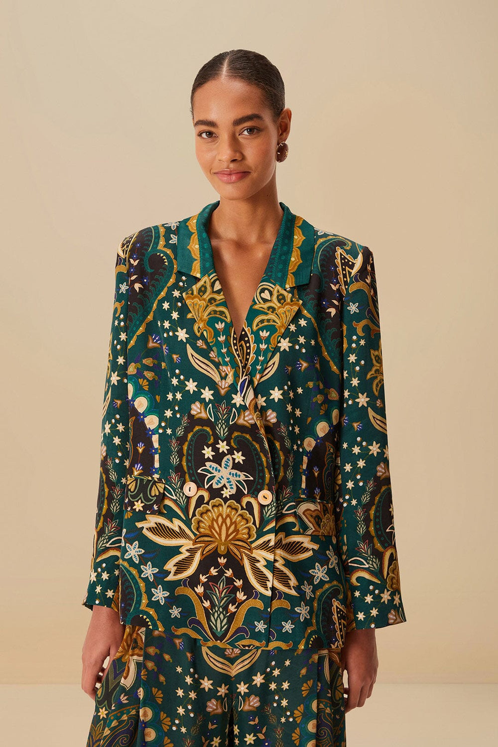 Black Jaipur LENZING™ ECOVERO™ Viscose Blazer | FARM Rio Outlet