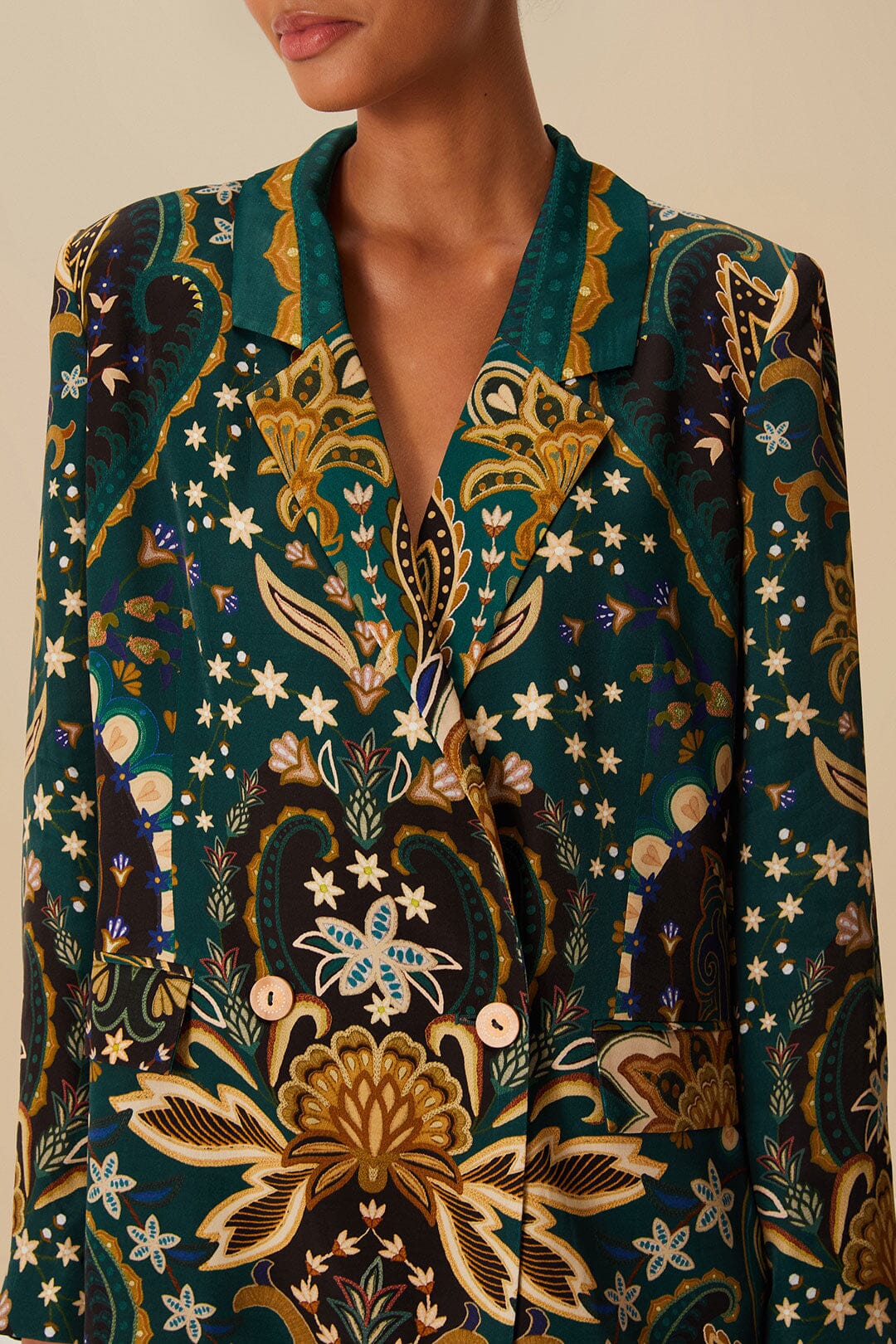 Black Jaipur LENZING™ ECOVERO™ Viscose Blazer | FARM Rio Outlet
