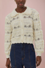 Mixed Stitches Off-White Knit Cardigan | FARM Rio Outlet