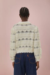 Mixed Stitches Off-White Knit Cardigan | FARM Rio Outlet