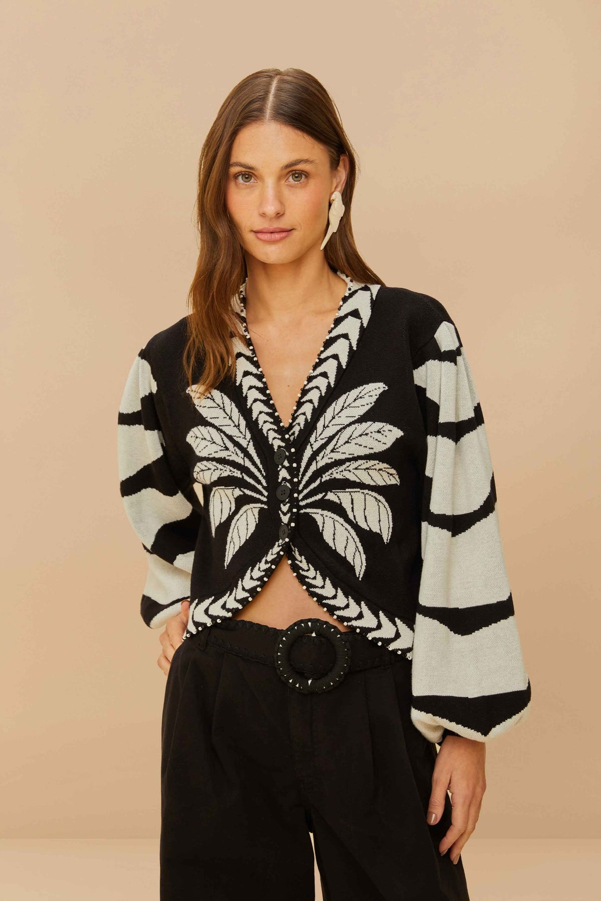 Black Palms Graphic Cardigan | FARM Rio