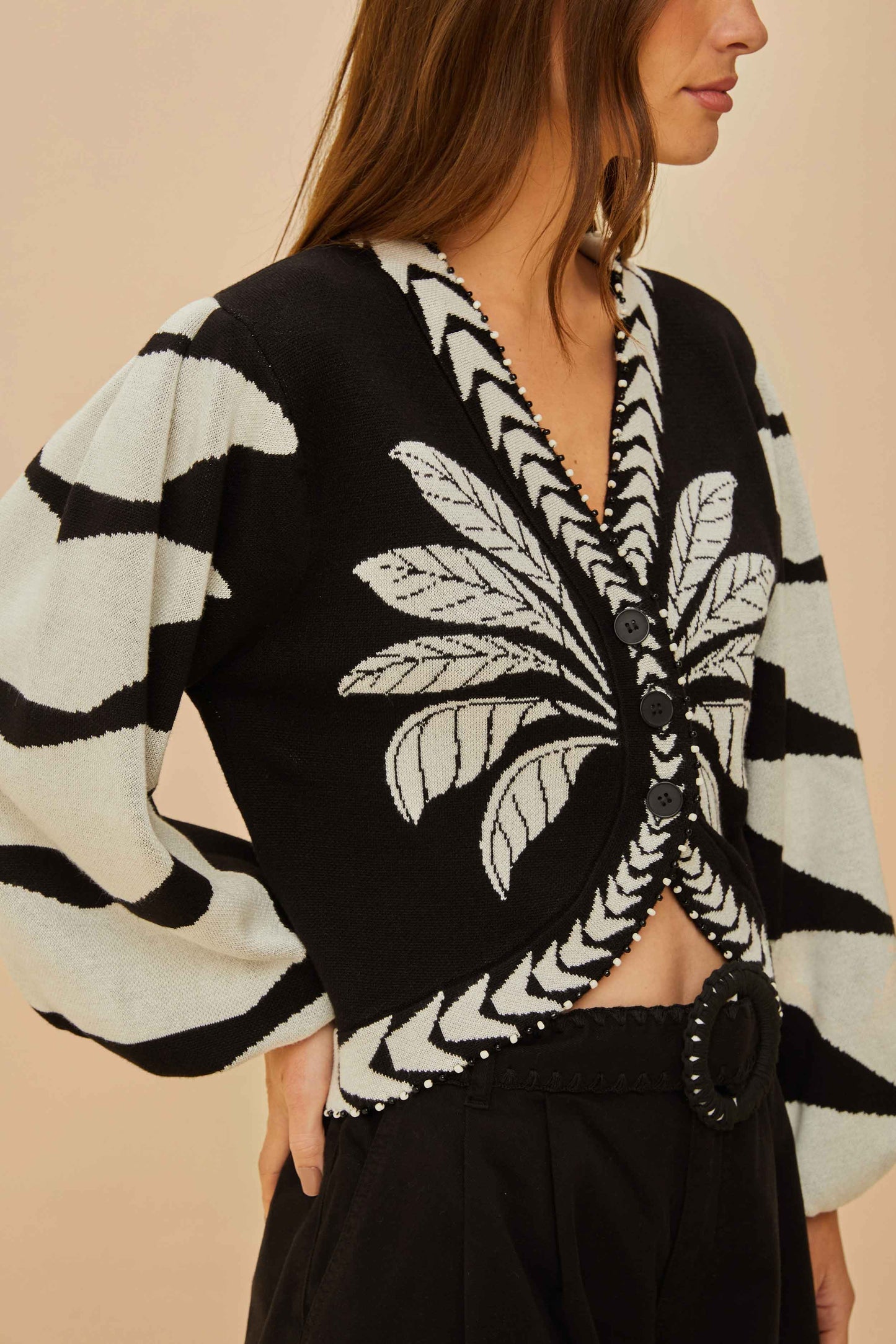 Black Palms Graphic Cardigan | FARM Rio