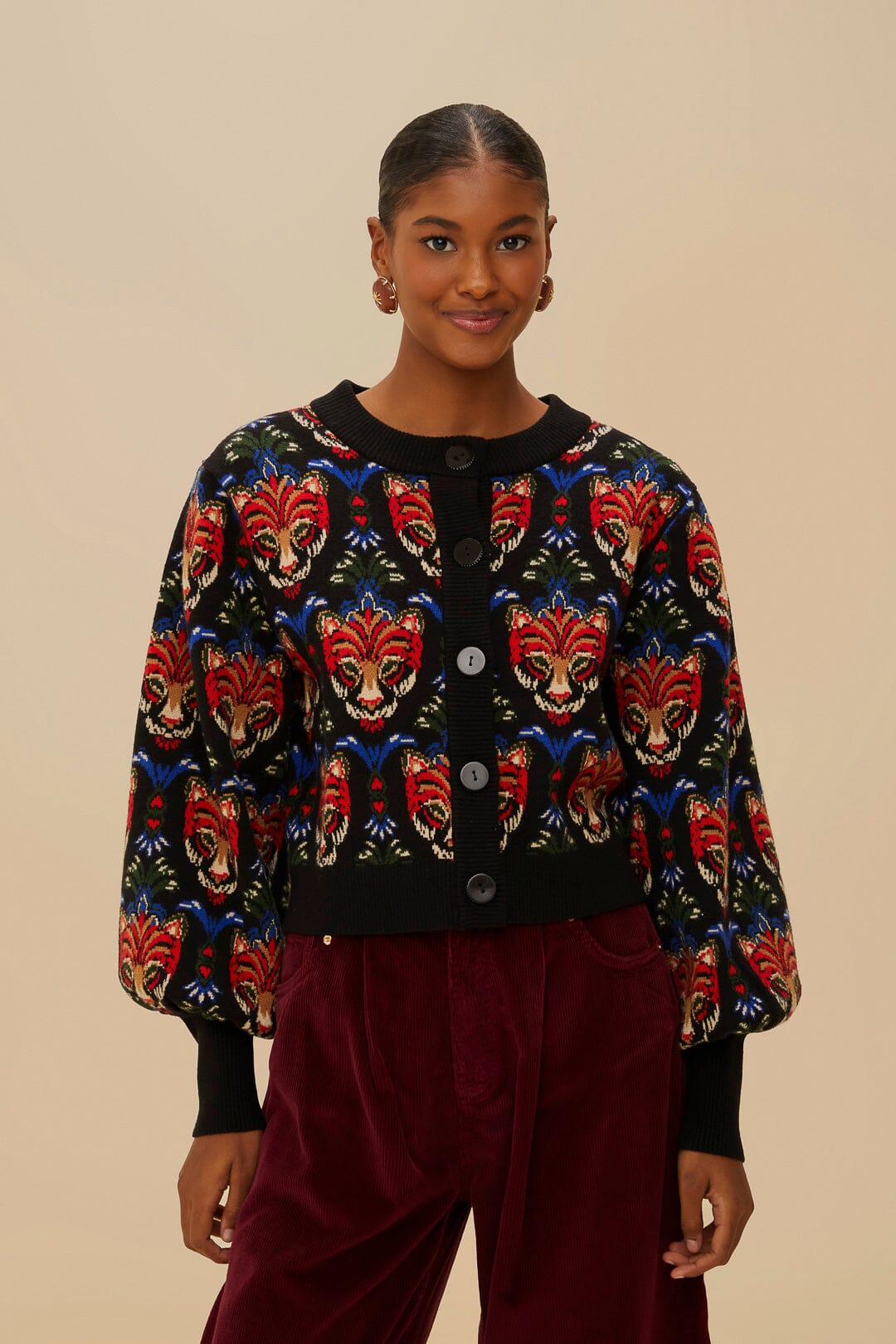 Black Boho Panther Cardigan | FARM Rio Online