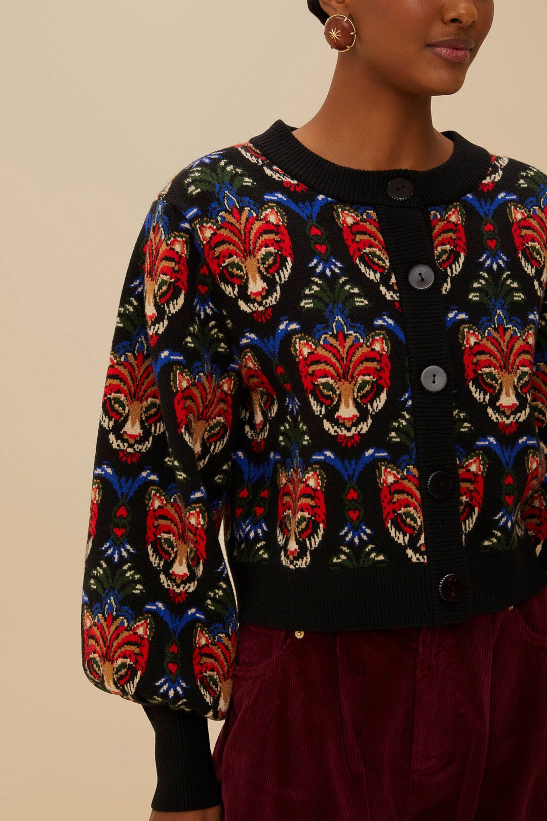 Black Boho Panther Cardigan | FARM Rio Online