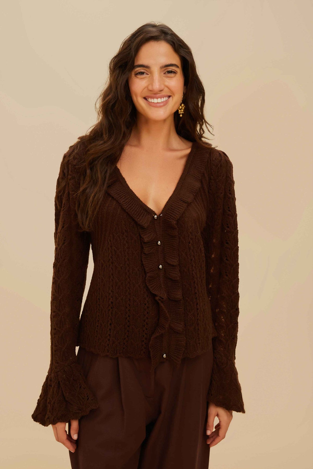 Lace Stitch Knit Ruffles Cardigan | FARM Rio Discount