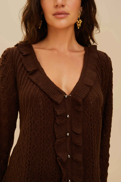 Lace Stitch Knit Ruffles Cardigan | FARM Rio Discount