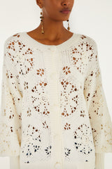 Off-White Crochet 3d Flower Knit Cardigan | FARM Rio | FARM Rio On Sale