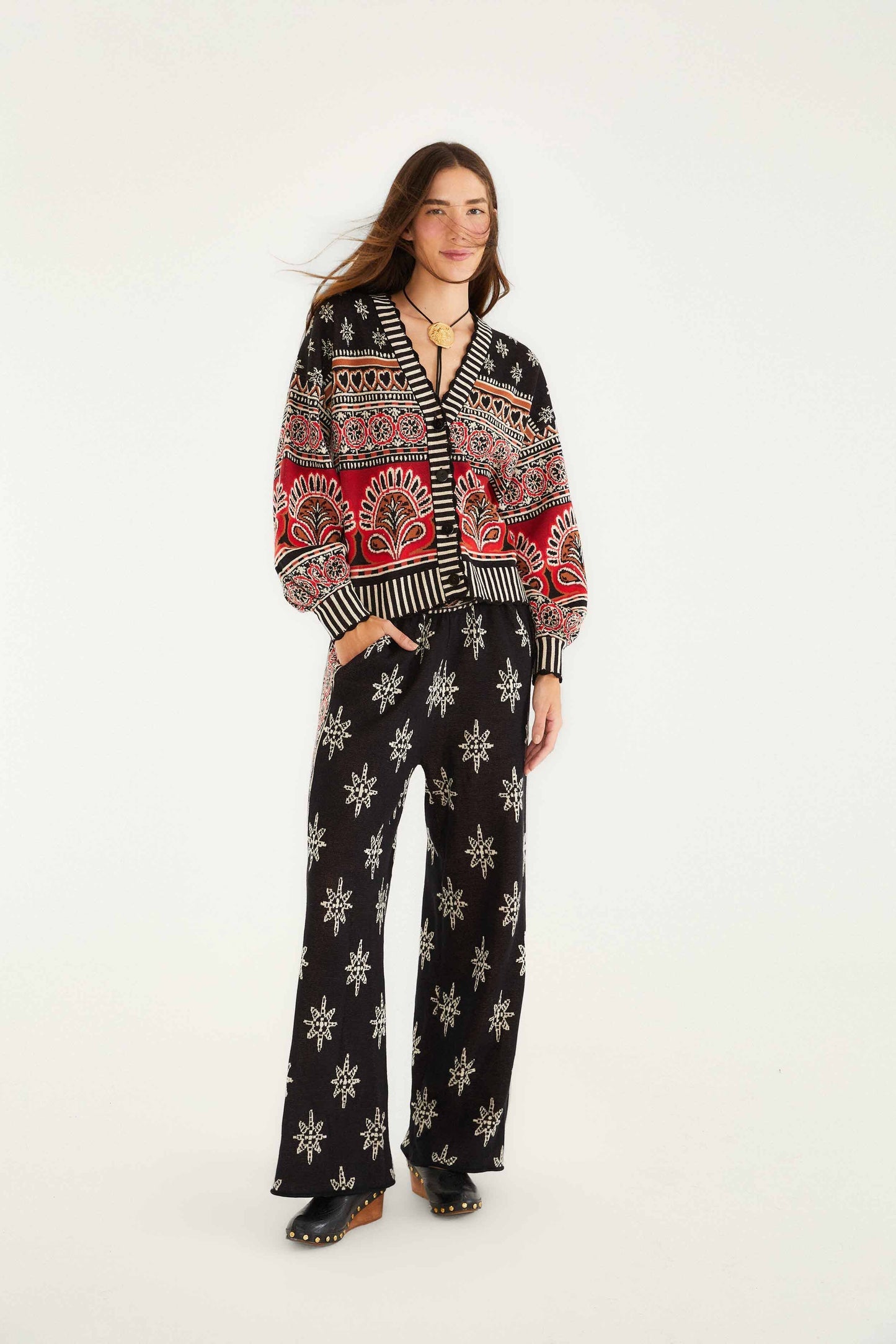 Black Ainika Love Coconut Groove Knit Cardigan | FARM Rio | FARM Rio Online