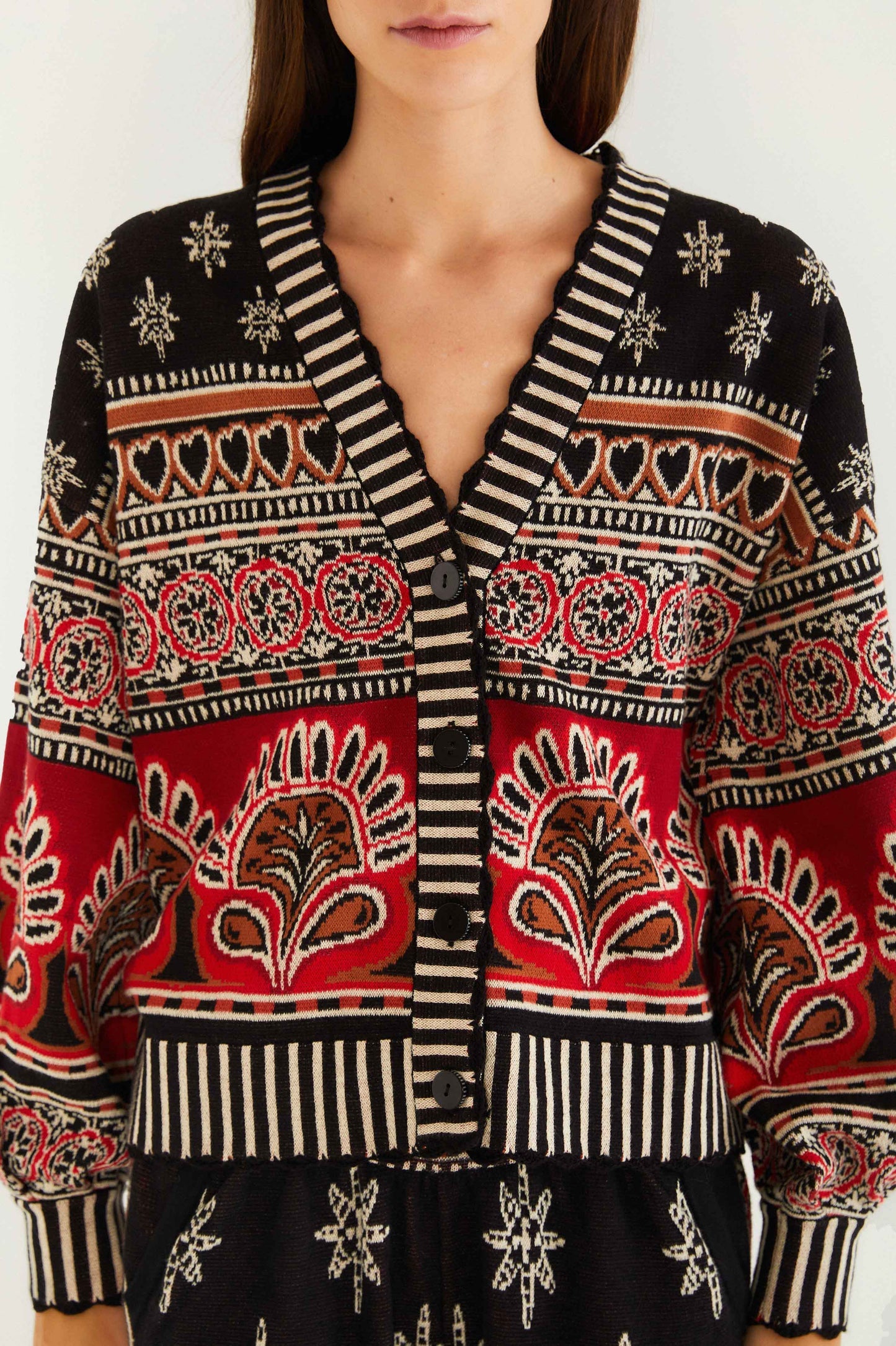 Black Ainika Love Coconut Groove Knit Cardigan | FARM Rio | FARM Rio Online