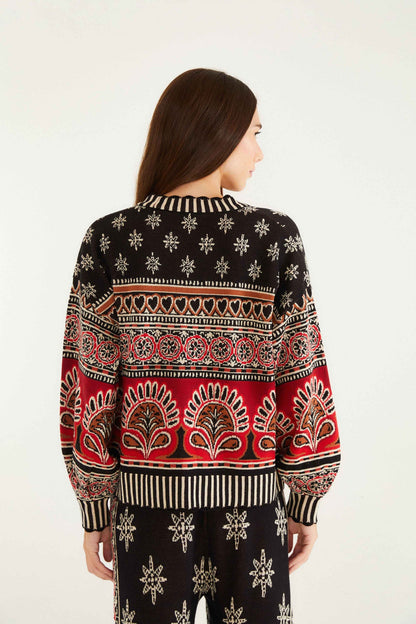 Black Ainika Love Coconut Groove Knit Cardigan | FARM Rio | FARM Rio Online