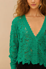 Green Flower Crochet Cardigan | FARM Rio For Sale