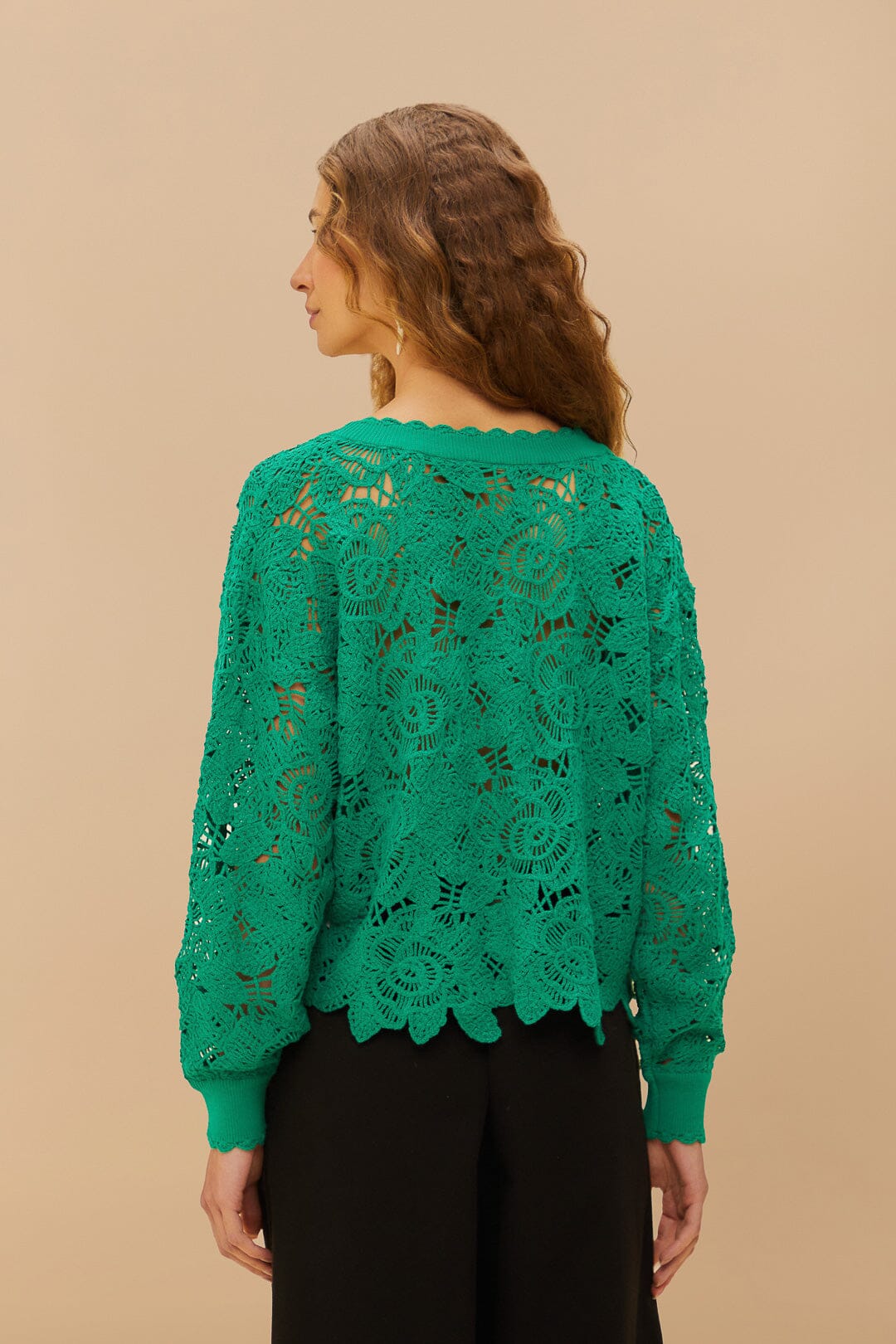 Green Flower Crochet Cardigan | FARM Rio For Sale