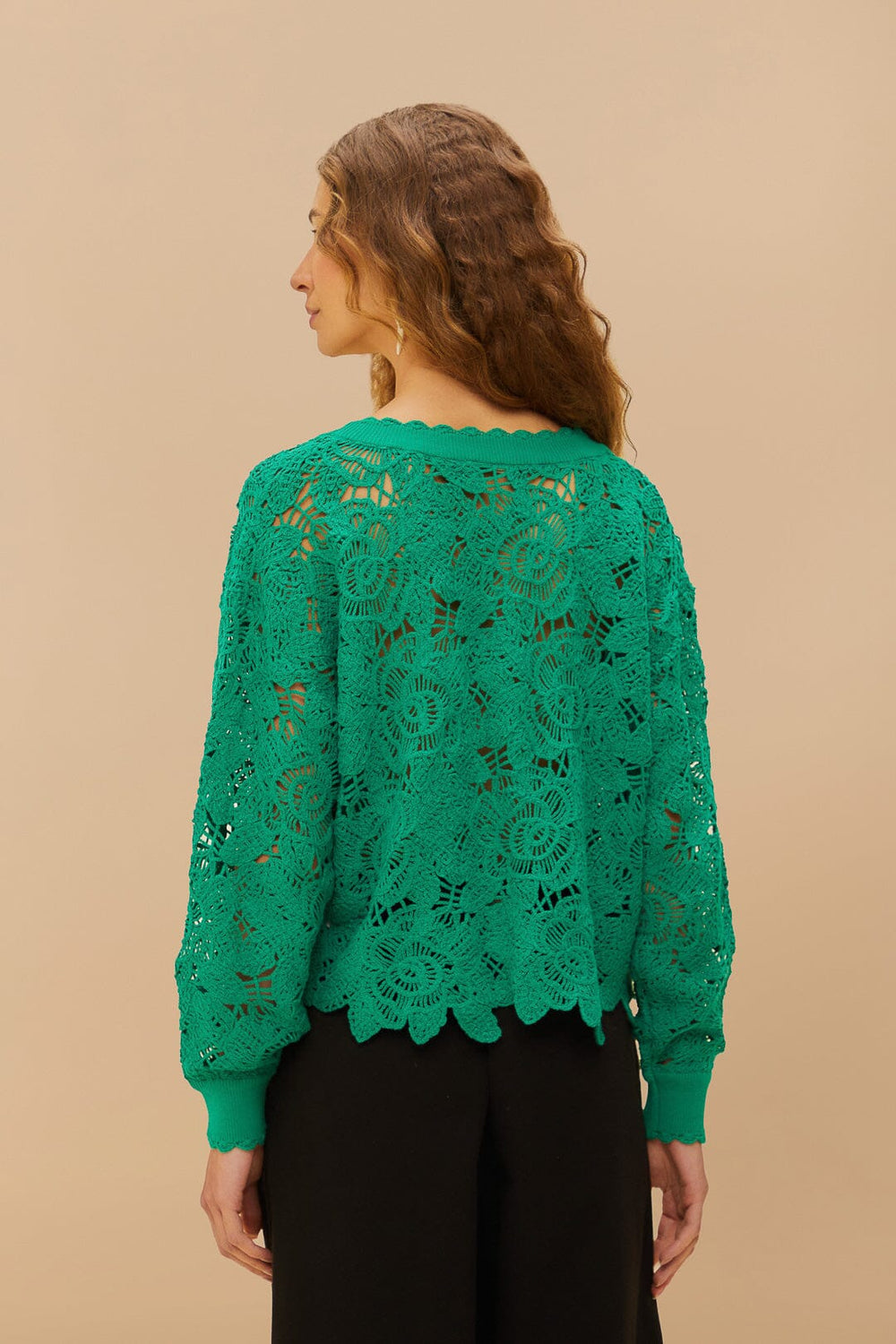Green Flower Crochet Cardigan | FARM Rio For Sale