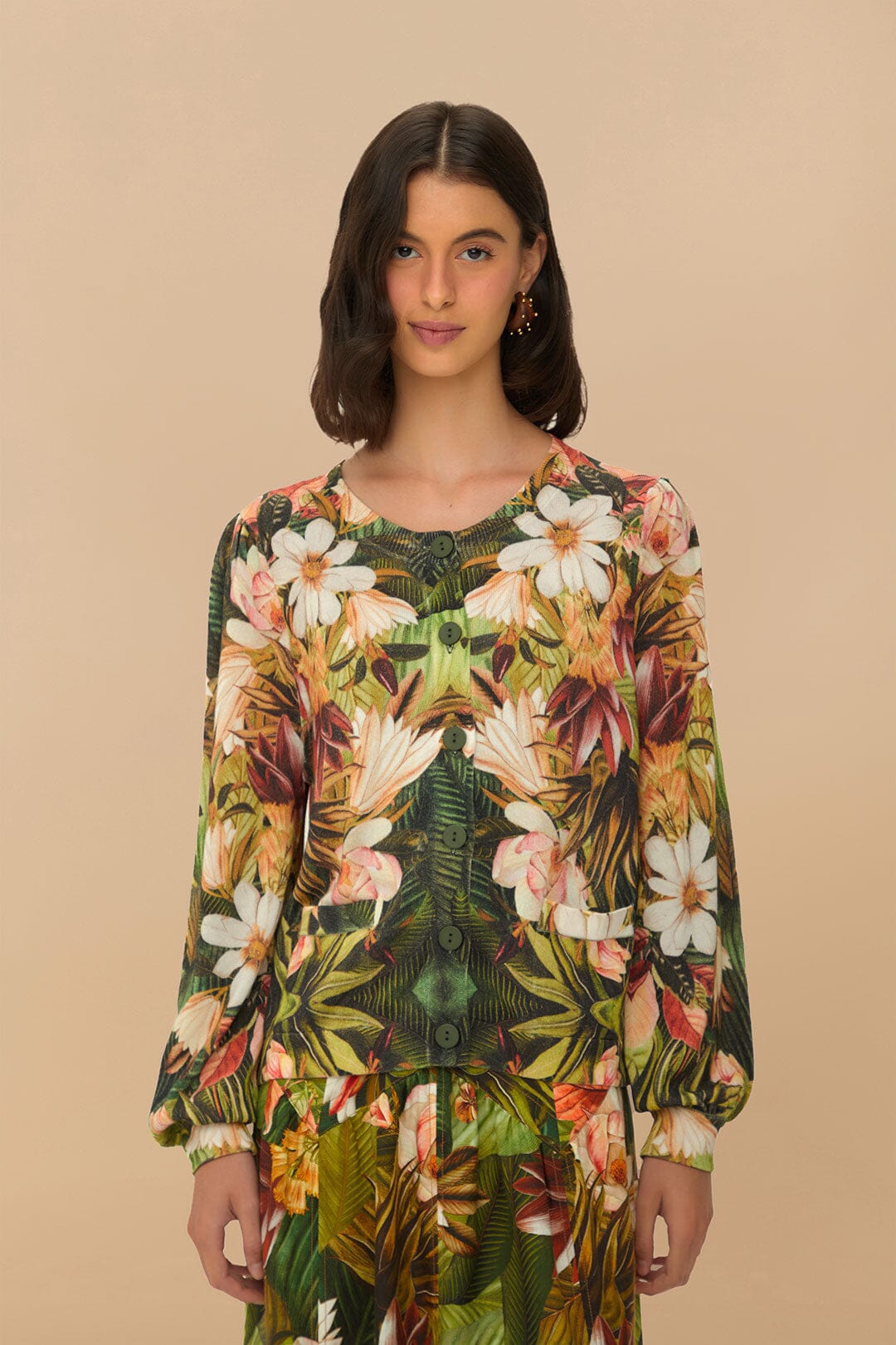 Multicolor Botanical Forest Knit Cardigan | FARM Rio Discount