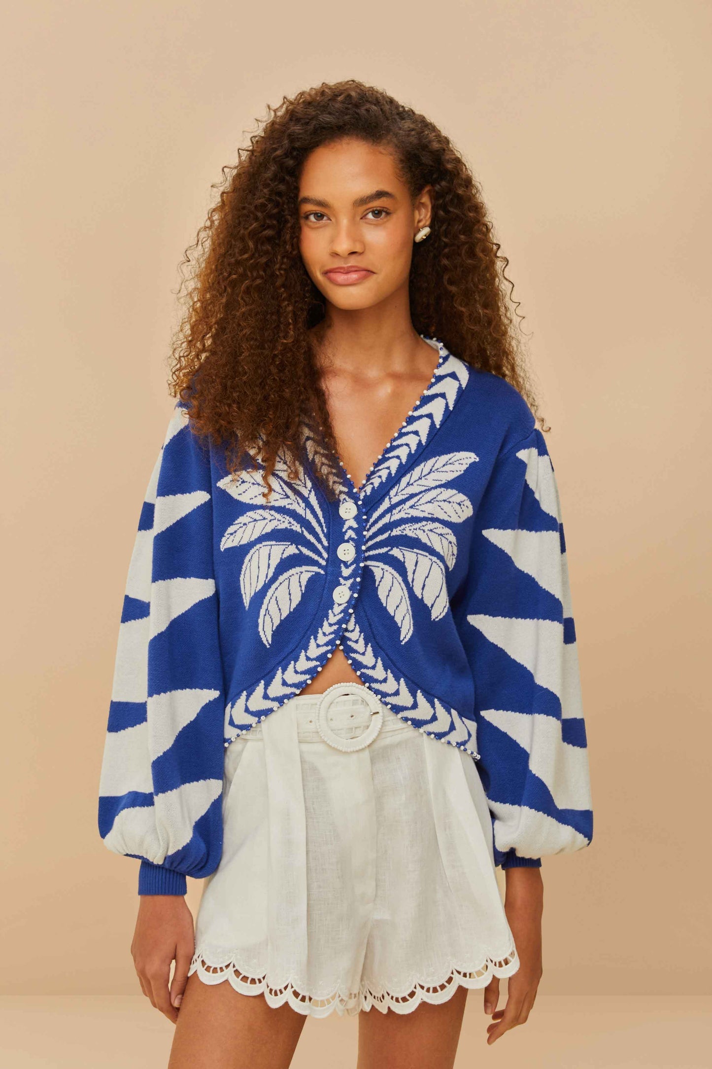 Blue Palms Graphic Knit Cardigan | FARM Rio