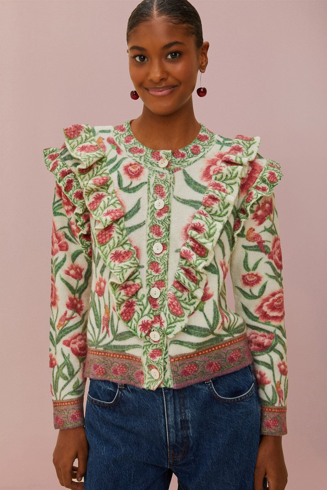 Cream Ainika Delicate Knit Cardigan | FARM Rio US