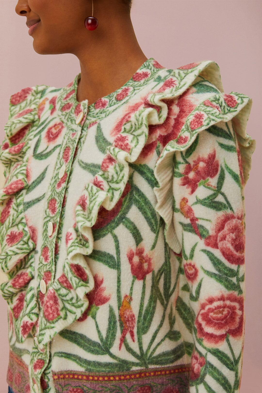 Cream Ainika Delicate Knit Cardigan | FARM Rio US